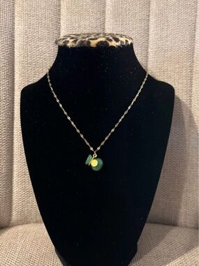 Gold Chain Necklace with Green Charm Pendant